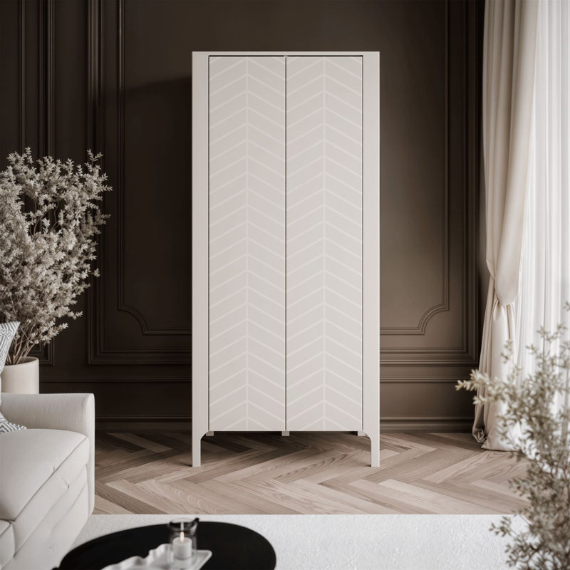 2 Door Manufactured Wood Wardrobe, Ivory