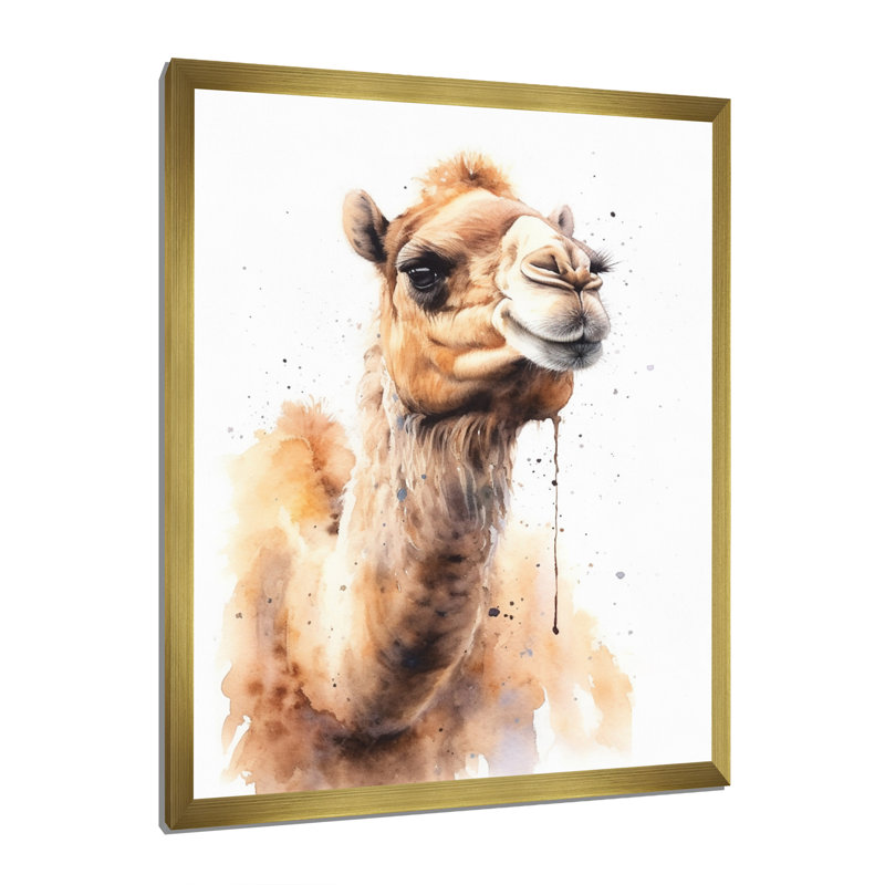 Camel Desert Nomad V sur toile, H 32 po x l 24 po x P 1 po, Cadre doré à une seule photo