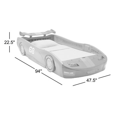 Lit simple voiture de course Delta, rose