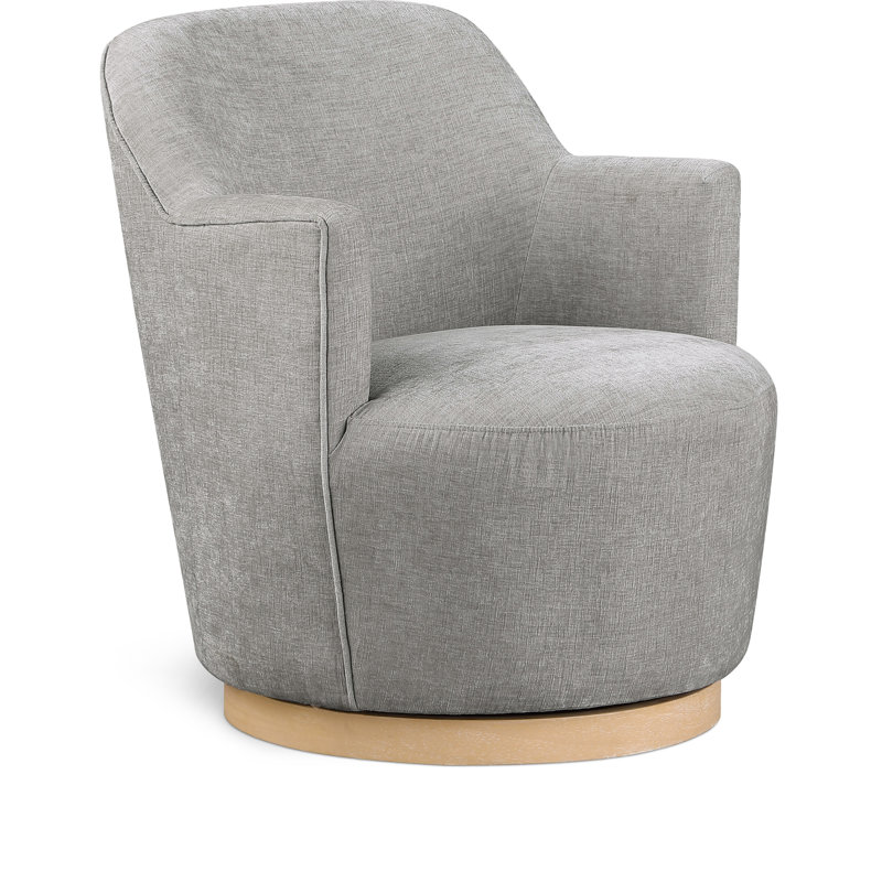 Hudnut Upholstered Swivel Armchair, Grey Chenille Fabric
