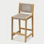 Tabouret de comptoir Luca Premium en corde - finition teck, gris clair, ensemble 2