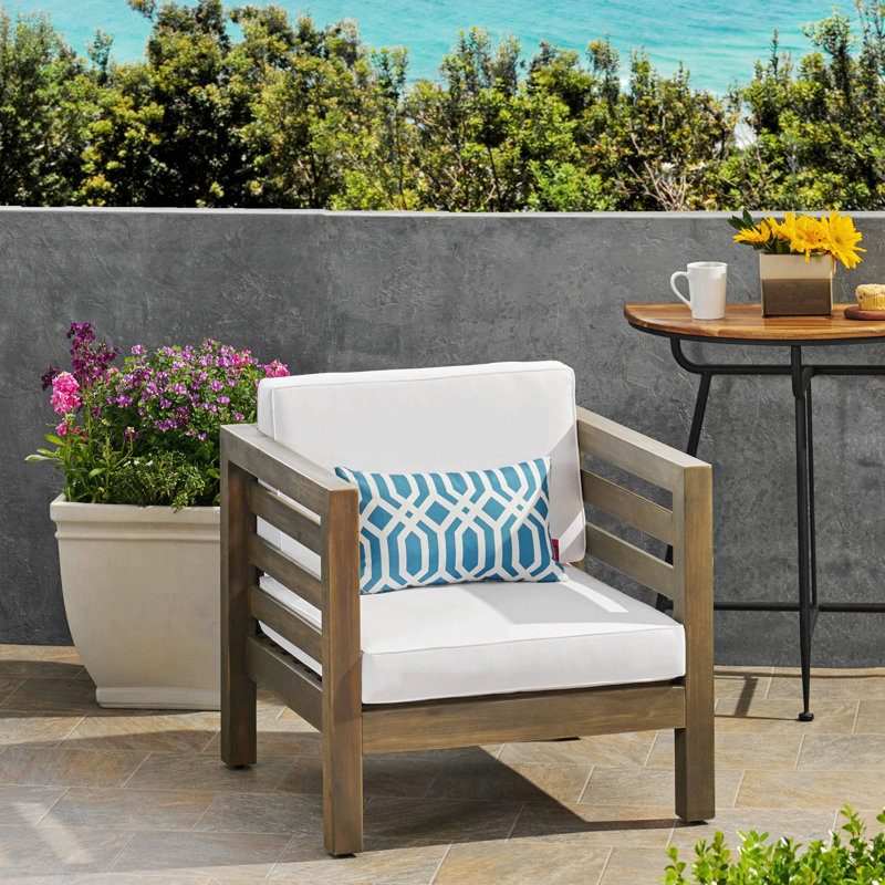 Chaise club Oana, Gris, Tissu blanc