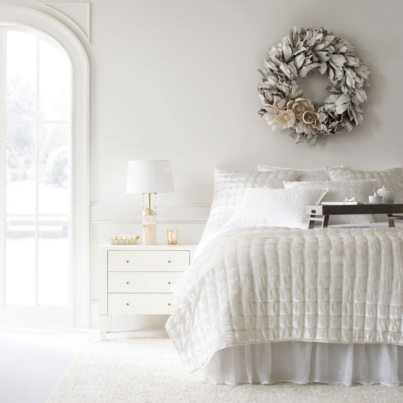 Savannah Linen Gauze White Bed Skirt, Twin