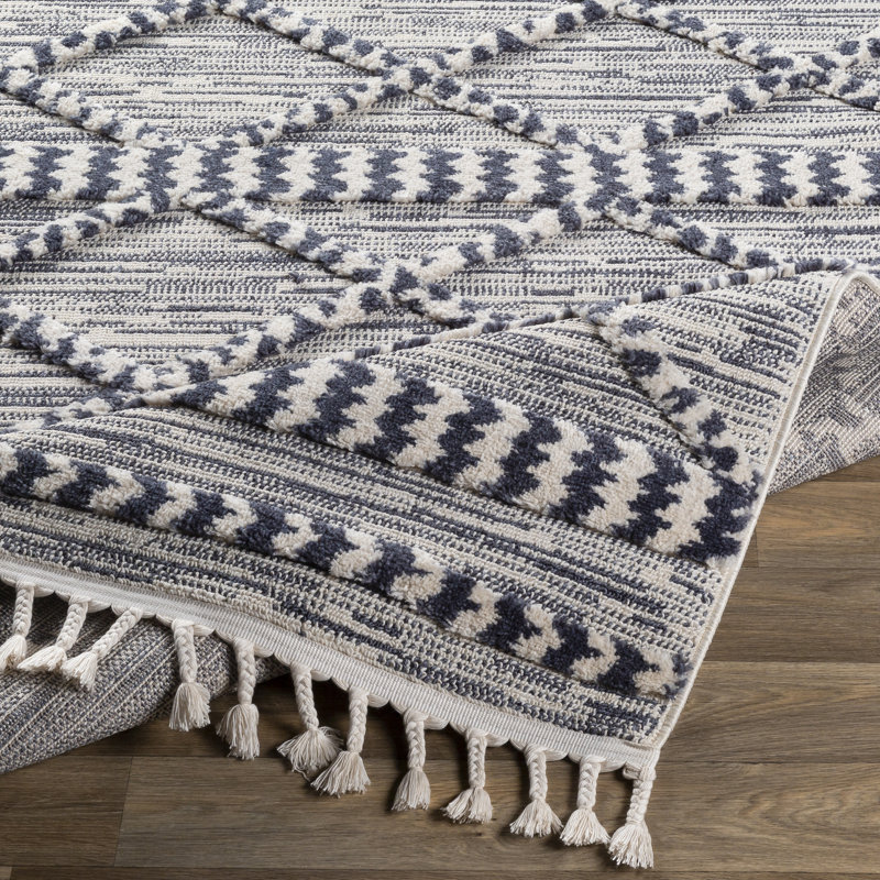 Tapis bleu marine Claremore Southwestern, Rectangle 2 pi x 2 pi 11 po