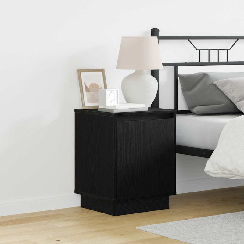 Bedside Cabinet 39 X 34.5 X 50 Cm Engineered Wood, Black