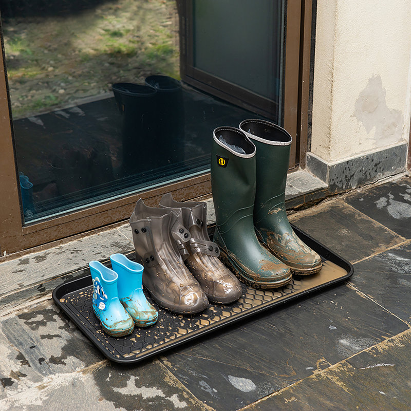 Black Recycled Polypropylene All-Weather Boot Tray Set