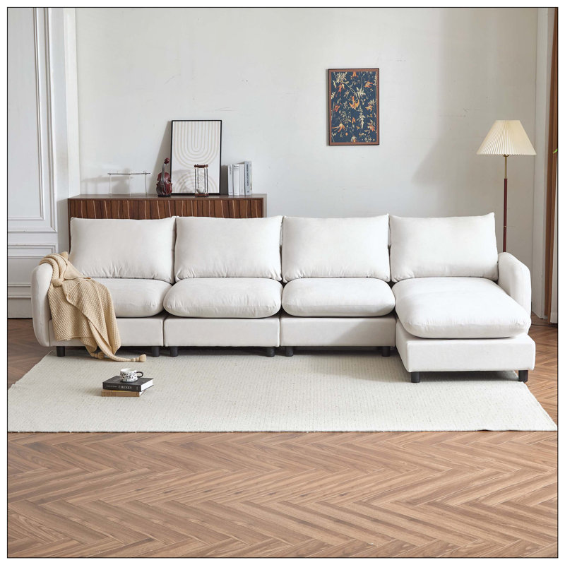 Canapé modulaire surdimensionné en forme de L 5 pièces avec canapé et repose-pieds pour salon et espace spacieux