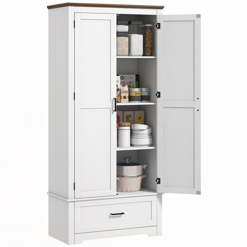Armoire de rangement pour garde-manger avec 2 portes, tiroir et tablettes réglables