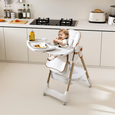 Adjustable High Chair For 6 Months To Years, With Reinforced Steel Frame, - Tip Base, Detachable Dual Layer Tray, 5 Height Settings, And Ergonomic Design Travel Home