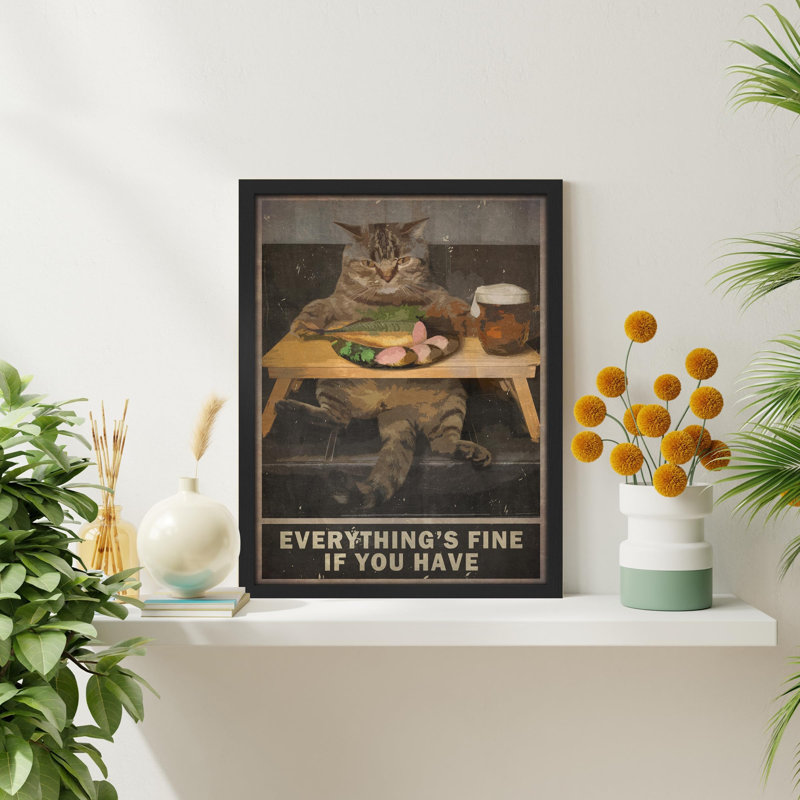 «Cute Cat Quotes Bar Sign» sur papier, H 14 po x l 11 po, Noir