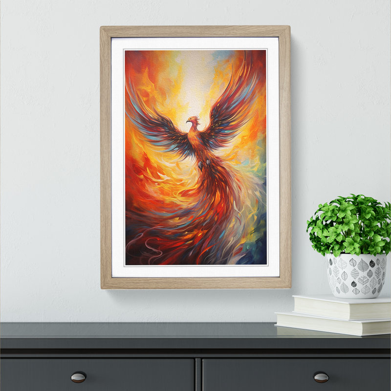 Phoenix Hard Edge Framed Print, 46cm H x 34cm W x 2cm D, Oak