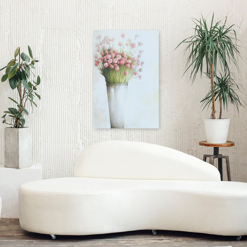Art floral rose printanier rose, H 36 po x l 24 po