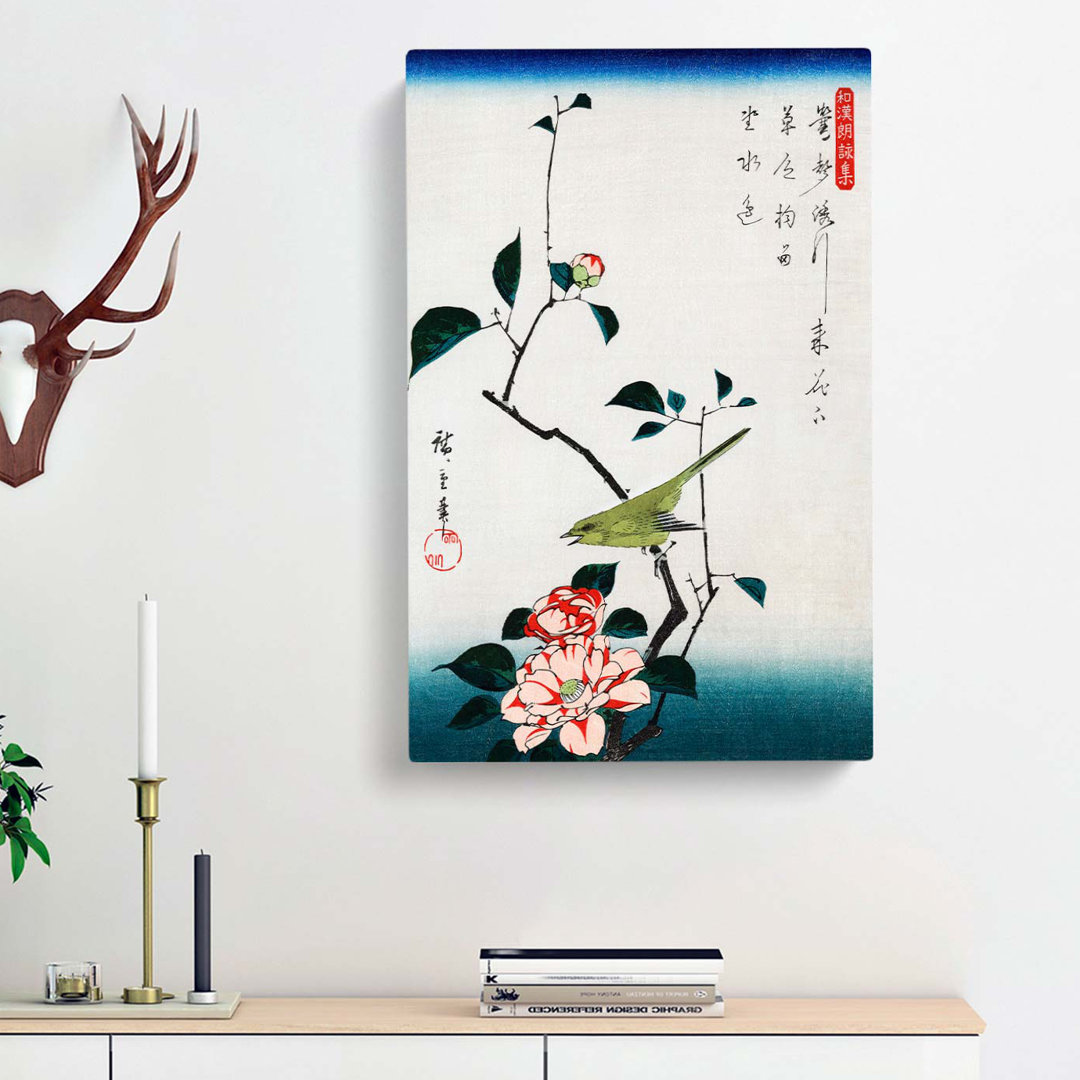 Camellia & A Nightingale by Utagawa Hiroshige - Wrapped Canvas