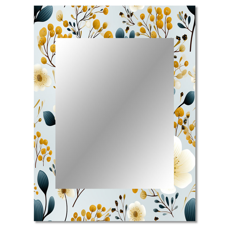 Literie florale minimaliste blanche et beige Frode - miroir mural floral unique, 40 po x 30 po