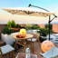 Parasol carré 2,5x2,5m avec lumières solaires à DEL, vent, pour terrasse, cour, piscine, jardin, plein air, énergie solaire, intempéries