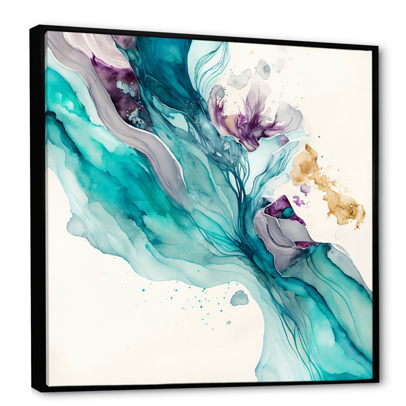 «Turquoise Waves in Paradise IV», reproduction sur toile, H 36 po x l 36 po x P 1,5 po, Toile à cadre flottant noir