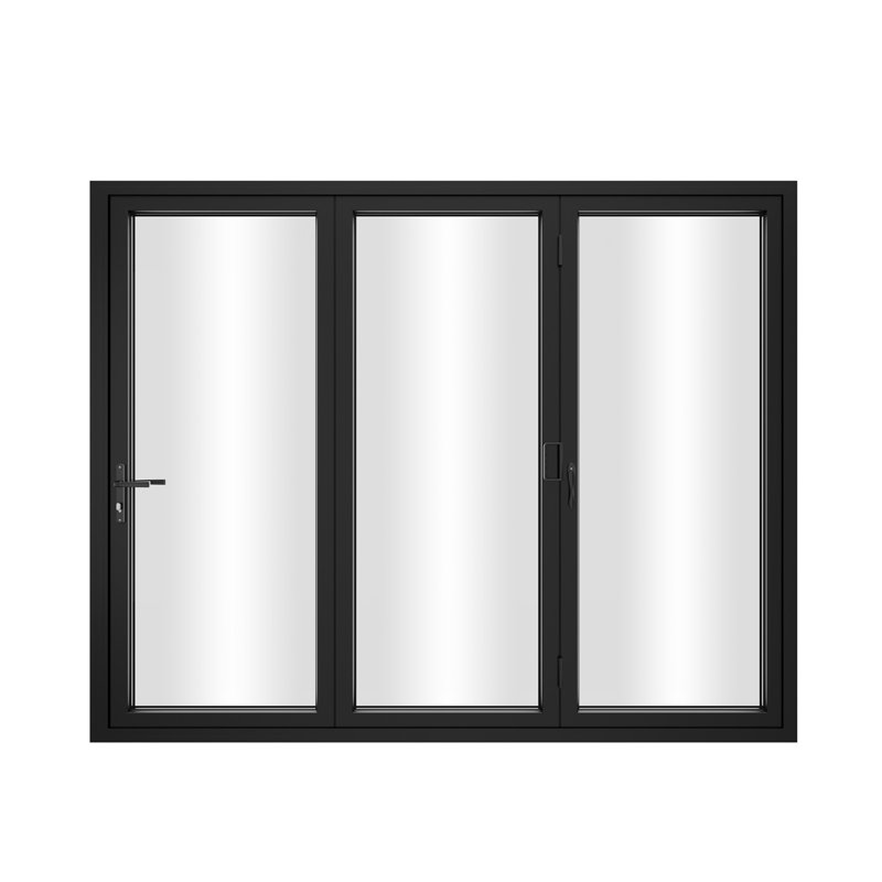 Porte de patio pliante en aluminium à 3 panneaux de 96 po de largeur KaMic VersaFold, L 96 po x H 96 po, Noir