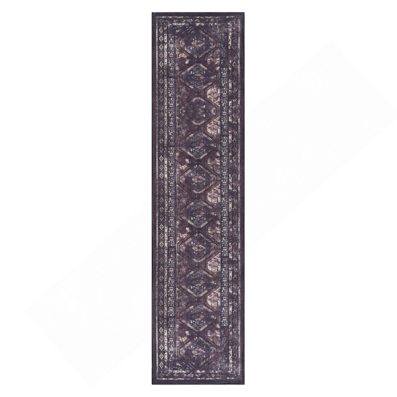 Tapis de couloir noir lavable 2 pi 6 po x 10 pi (noir + bourgogne, 2 pi 6 po x 10 pi), Tapis de couloir 2 pi 6 po x 10 pi