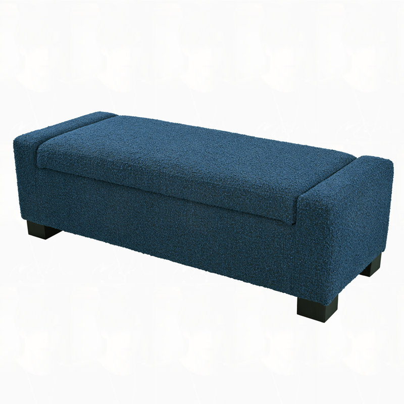 Banc repose-pieds, repose-pieds rectangulaire avec rangement caché, Bleu