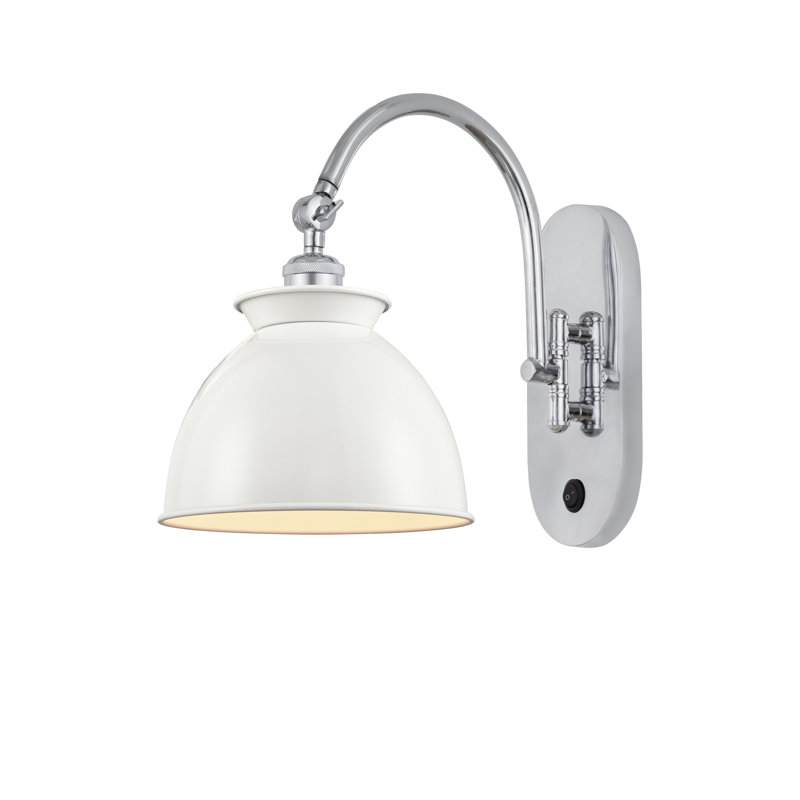 Gustau Swing Arm Sconce, LED, Polished Chrome, Glossy White