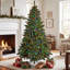 Sapin de Noël artificiel intelligent pré-illuminé de 2,13 m (7 pi) avec 400 lumières DEL RVB à couleurs changeantes et contrôle par application-1314091071