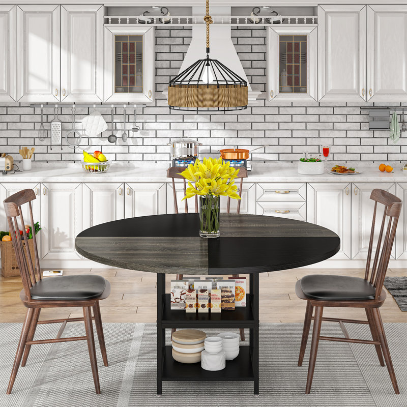 Round Dining Table (Without Chairs), Gray/Black
