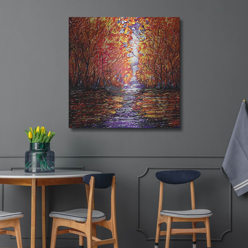 «Red Trees Reflection Abstract» par Lena Owens, H 36 po x l 36 po