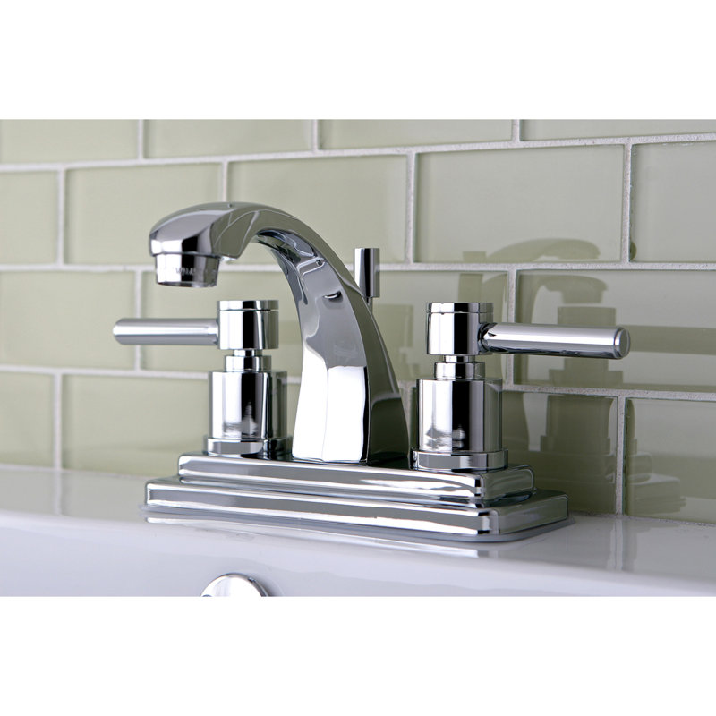 Kingston Brass Concord Two-Handle 3-Hole Deck Mount 4" Centerset Bathroom Faucet with Brass Pop-Up, Polished Chrome