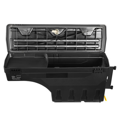 Coffre de rangement verrouillable pour benne de pick-up, 25 litres (6,6 gal), en ABS, avec cadenas à combinaison, étanche, fixation latérale, côté passager, pour Ford F-150 (2015-2021), noir.