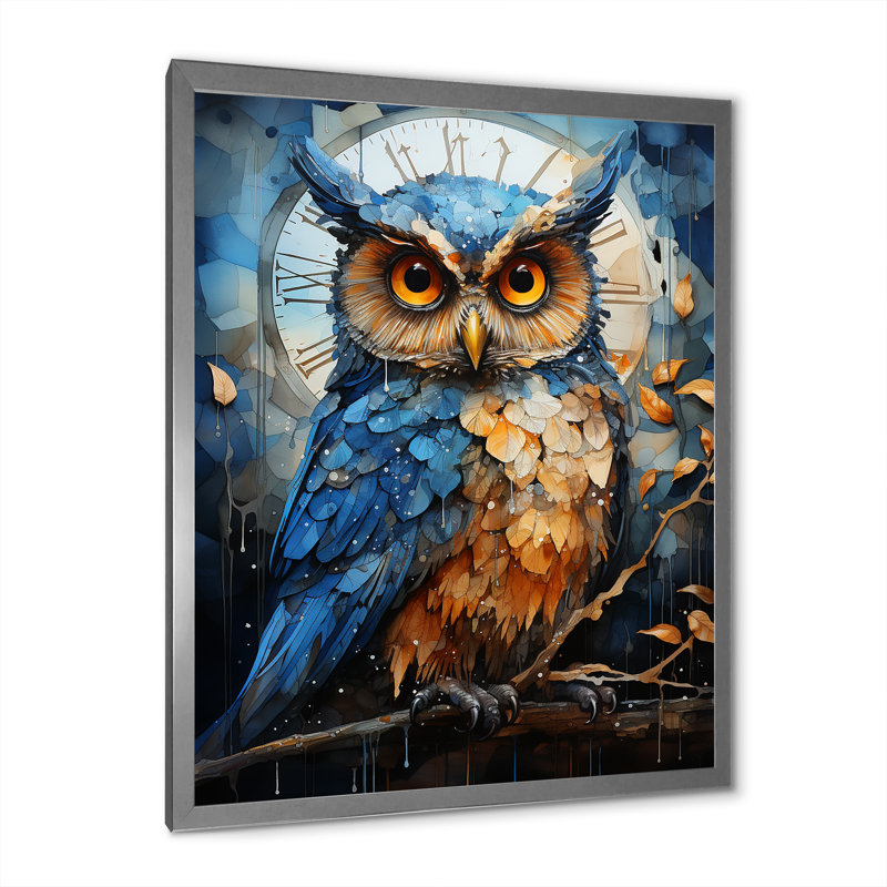 Mysterious Owl Blooms III sur impression sur toile, Encadrement argenté, H 32 po x l 24 po x P 1 po