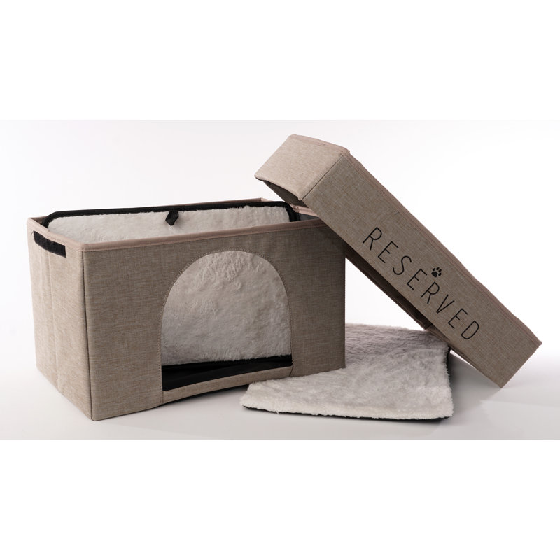 Natural 2-Tier Collapsible Cat Cave Bed with Cushion