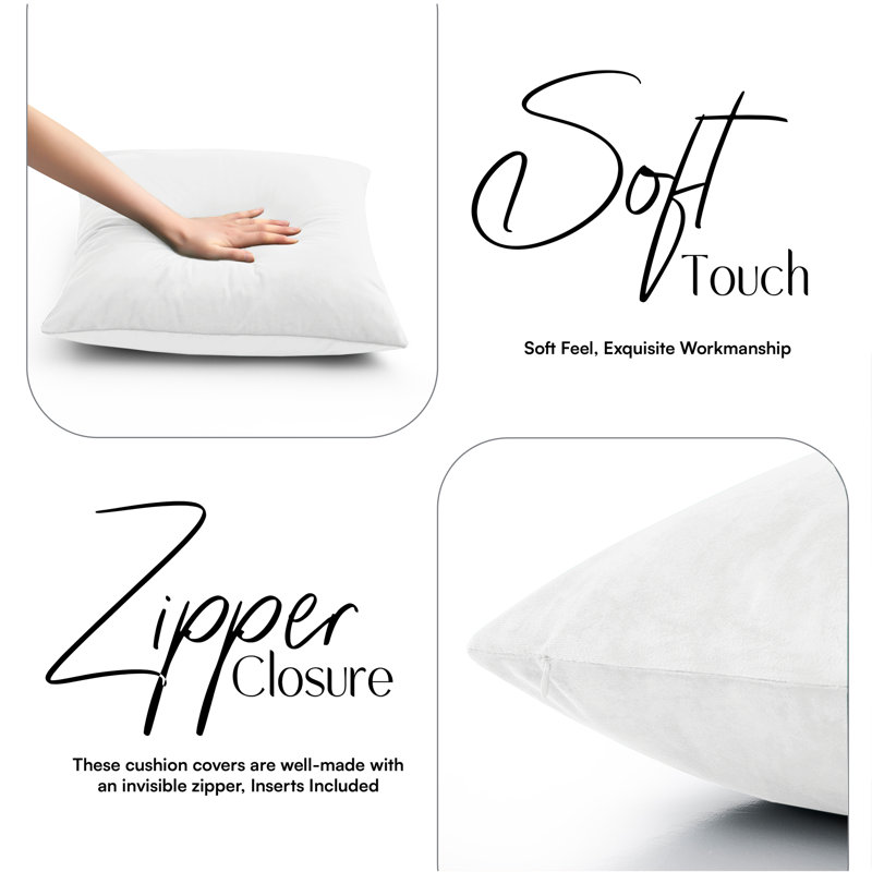 Plain Velvet Cushion Cover-(Pack of 4), Off-White