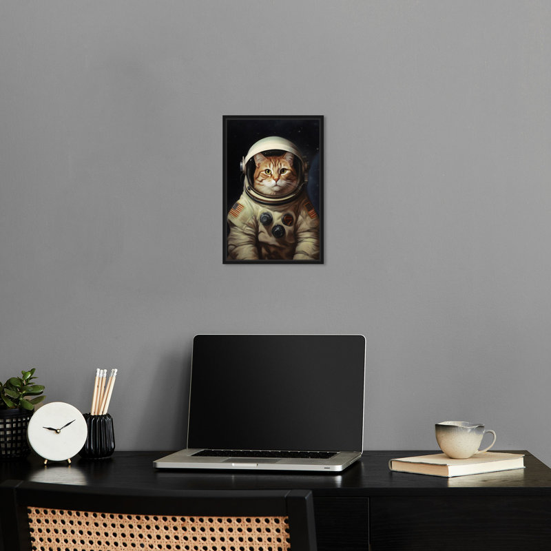 «Astrocat Canvas Quirky Cat» par Notoriart, Cadre noir, H 16 po x l 11 po