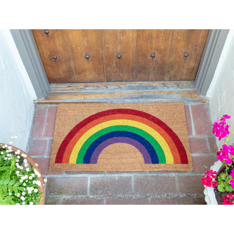 Tapis de porte extérieur antidérapant 17" x 30" coco arc-en-ciel Reynard