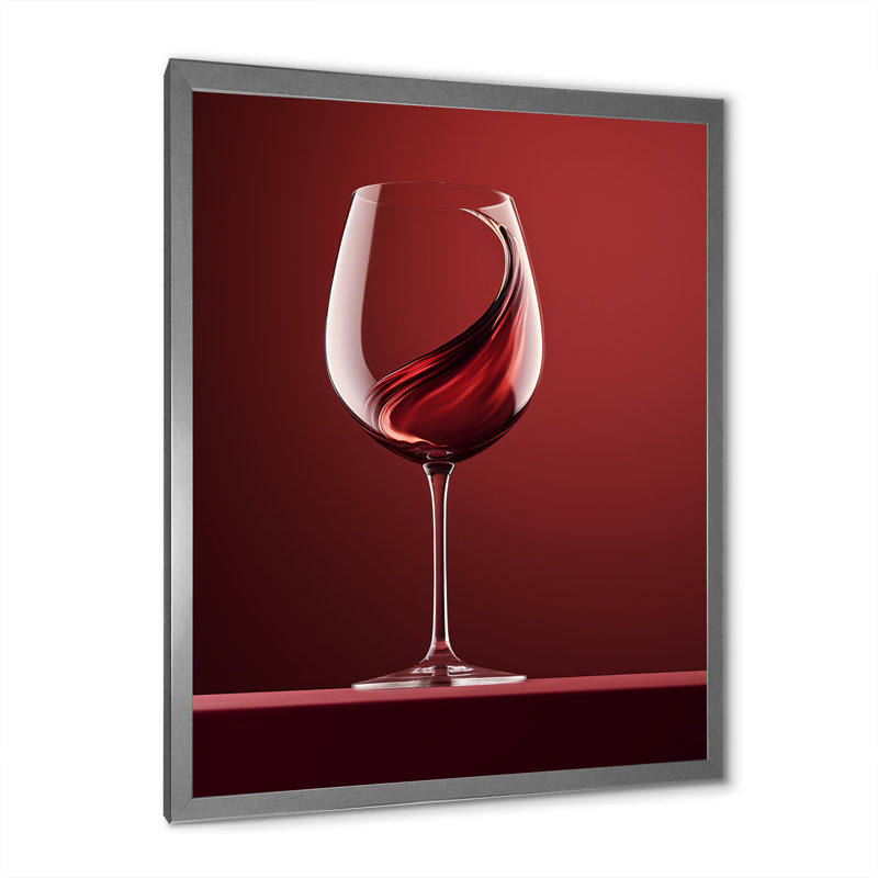 " Wineglass Whimsy ", Silver Single Picture Framed, 40" H x 30" W x 1.5" D