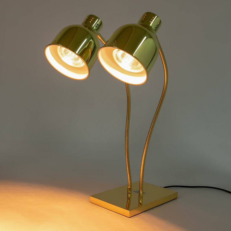 500W 2-Head Food Warming Lamp, Gold