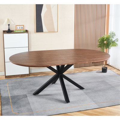 Extendable Table With Metal Legs And Top Sheet, 120/160/200X120x75cm, Suitable For Dining Office Premises, Walnut Shade, Smart Design Surface Panel, Zones, Advanced