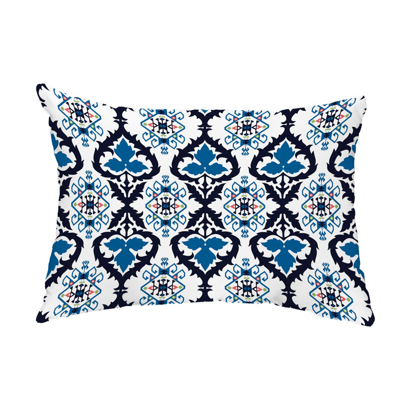 Bombay Geometric Outdoor Reversible Throw Pillow, Blue