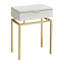 End Table, Side, End, Nightstand, Storage Drawer, Beige Marble Look Laminate, Gold Metal
