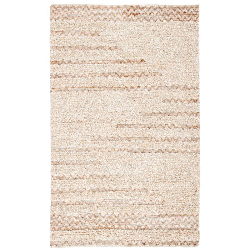 Natura Hand Loomed Wool/Jute/Cotton Chevron Rug in Beige, Rectangle 8' x 10'