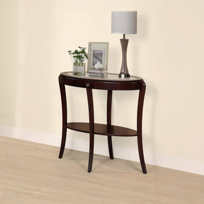 Traditional Console Table, 5mm Tempered Glass Shelf for Living Room - Espresso/Dark Cherry