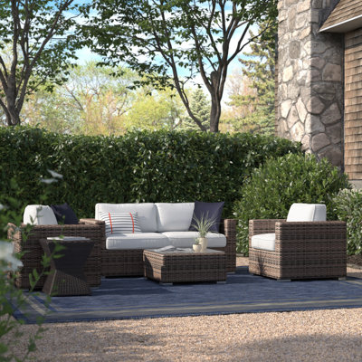 Meltham Wicker Fully Assembled 4 - Person Seating Group with Cushions