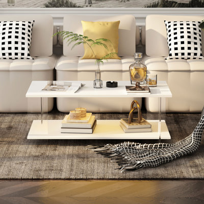 Lillybelle Rectangle Acrylic Suspension Coffee Table With 16 Colours LED Lights