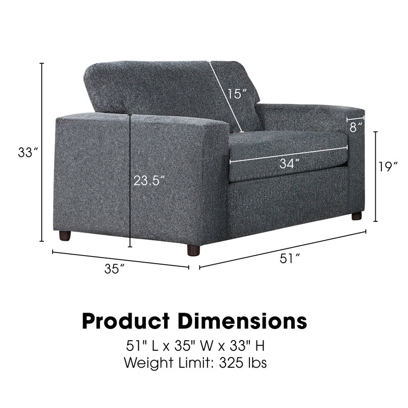 Chaise d'appoint et demi Calian, Polyester gris cendré