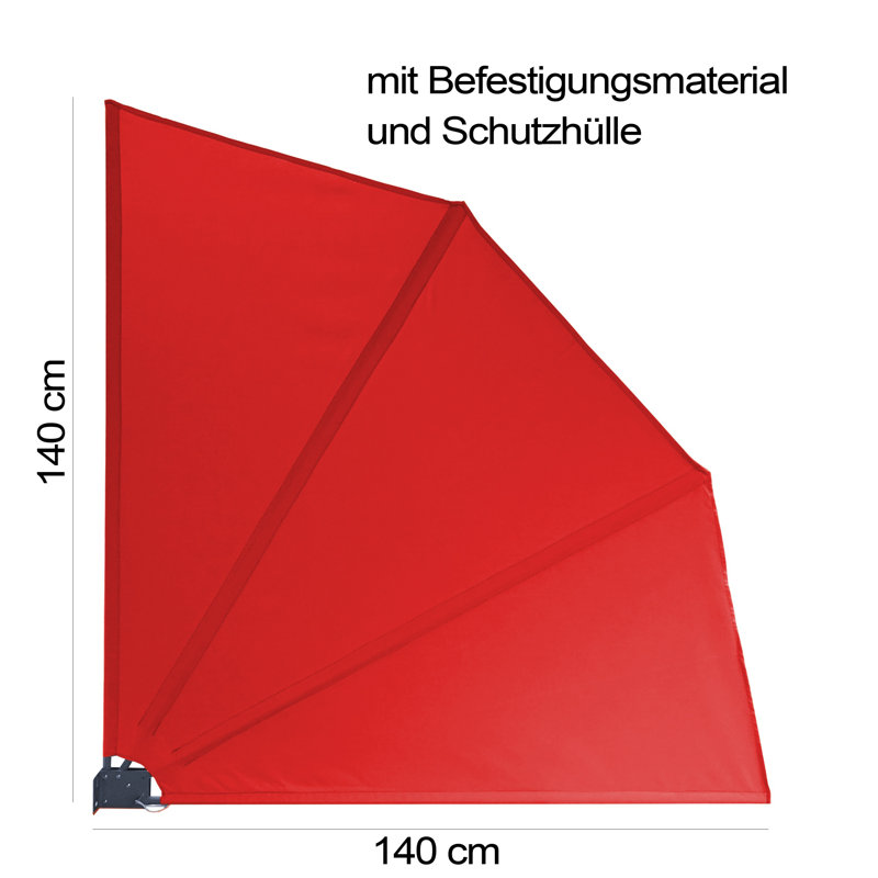 Dakota Fields 140cm W x 1cm D Plastic Cover Retractable Side Awning, Red