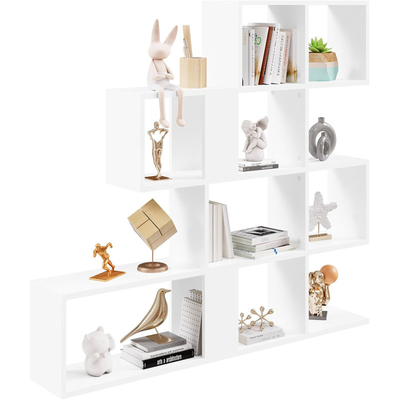 Bookcase with 4 levels, room divider with 11 open compartments