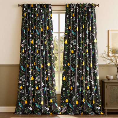 Luxury Velvet Vintage Floral Curtains, charming and natural relaxed atmosphere to room (set of 2)