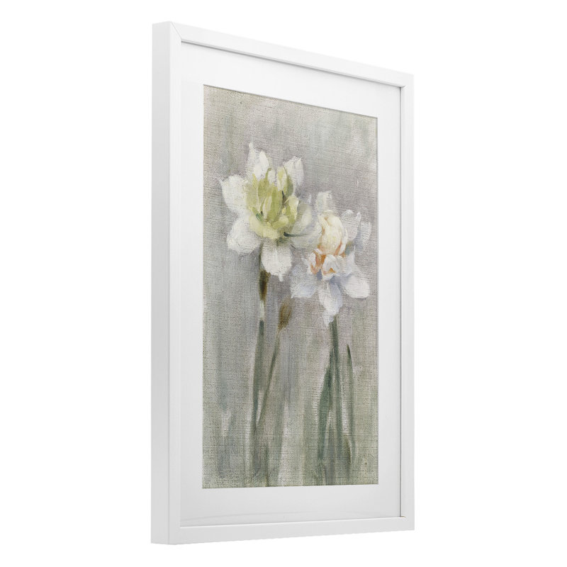 «Twin White Daffodils», reproduction encadrée sous verre, conception de Stellar Design Studio, H 23 po x l 17 po