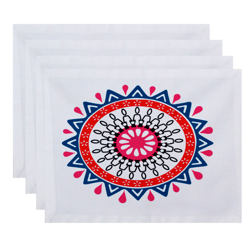 Alfreda Polyester Geometric Rectangle Placemat, Blue