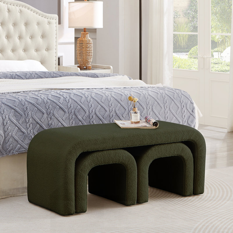 Ensemble de 3 bancs en U modernes, Vert foncé
